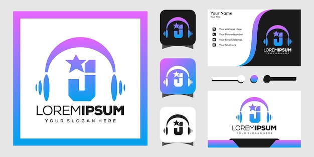 modern logo design letters j and earphones
