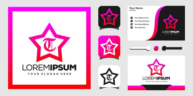 modern logo design letters t and stars