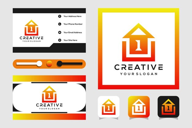 Modern logo design number 1 and arrow template