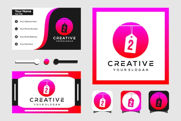 modern logo design numbers 2 hanging with a circle