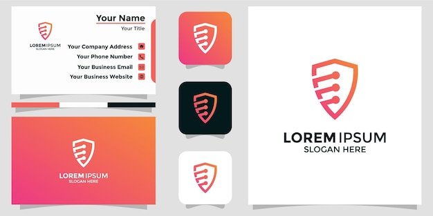 Modern logo design shield and branding card