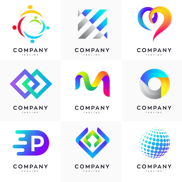 Vector modern logo design template set, abstract logo set, colorful logo set, minimalist logo design template set