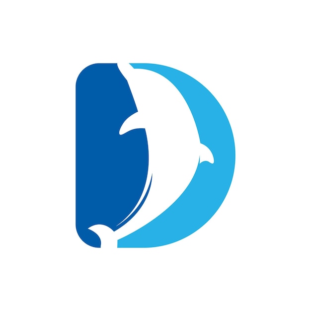 Modern logo of dolphin great combination of dolphin symbol with letter d as initial of dolphin itself