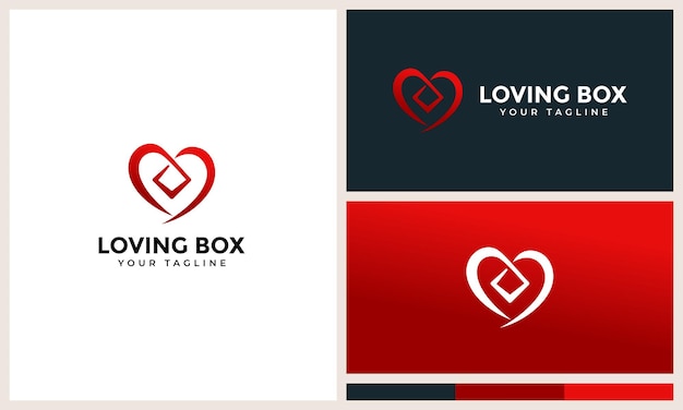 modern logo of heart and box