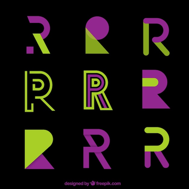 Vector modern logo letter r template collection