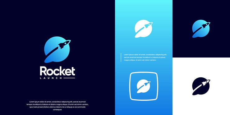 Vector modern logo rocket launch space education future technology artificial intelligence vector design