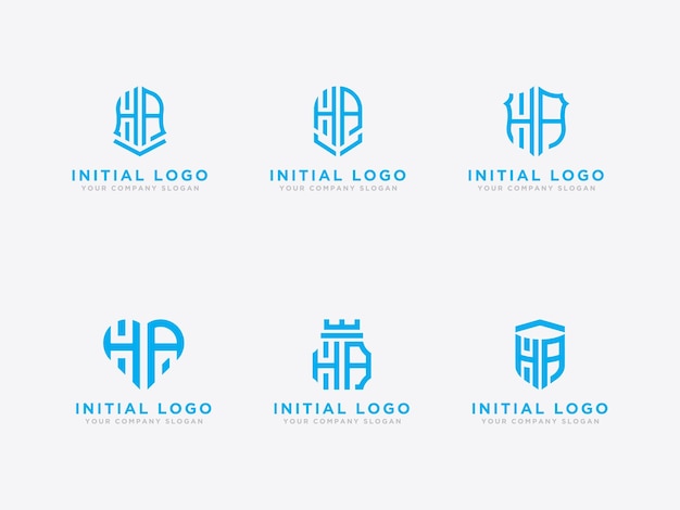 現代のロゴ すべての企業にインスピレーションを与える HA ロゴ デザインのセット。 -ベクトル