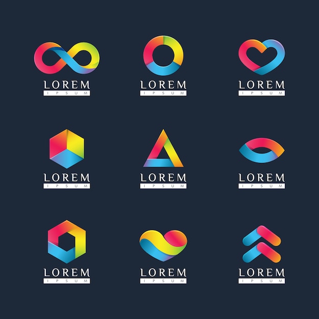 Modern logo set met verschillende vorm en kleurverloop