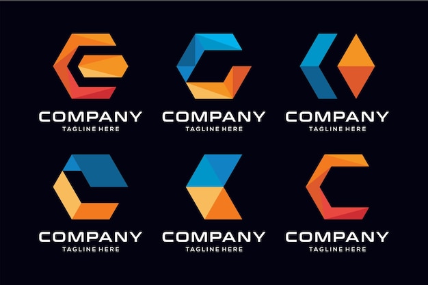 Modello di logo moderno o icona della lettera astratta c per la tecnologia aziendale a catena di blocchi internet ecc