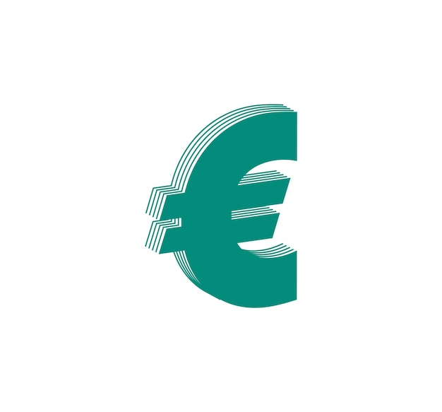 Modern logo van 3D euro (Europese) geldtekens. Het ontwerp van het geldpictogram in de vorm van lijnstrepen. logo