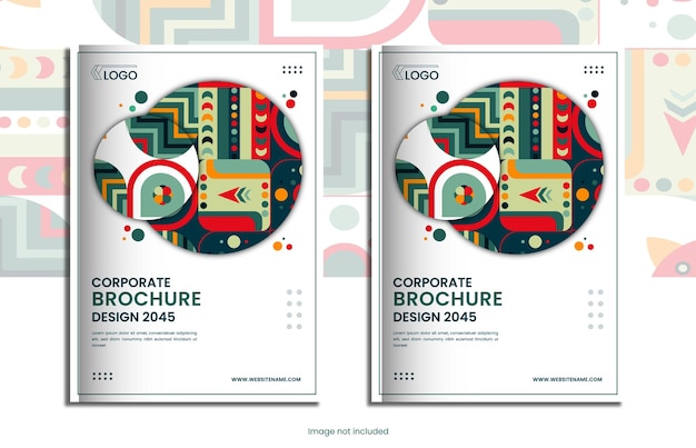 Vector modern lookbook and brochure cover design with geometric colorful pattern shapes