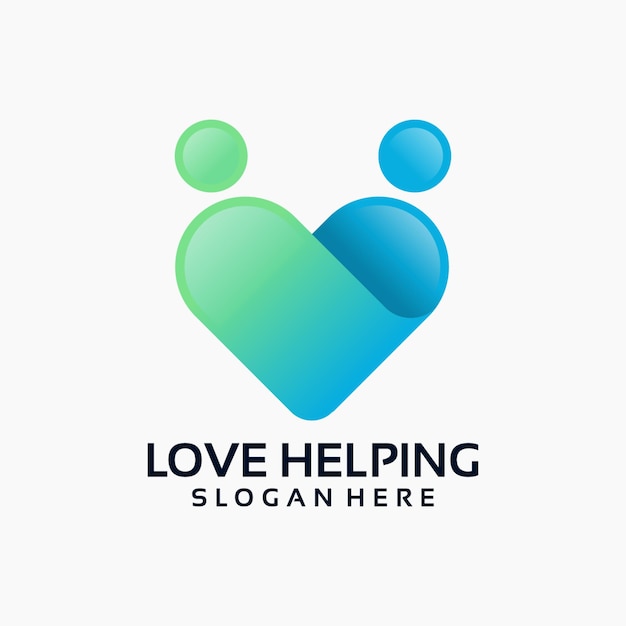 Шаблон дизайна логотипа Modern Love Helping, Care, Healthcare