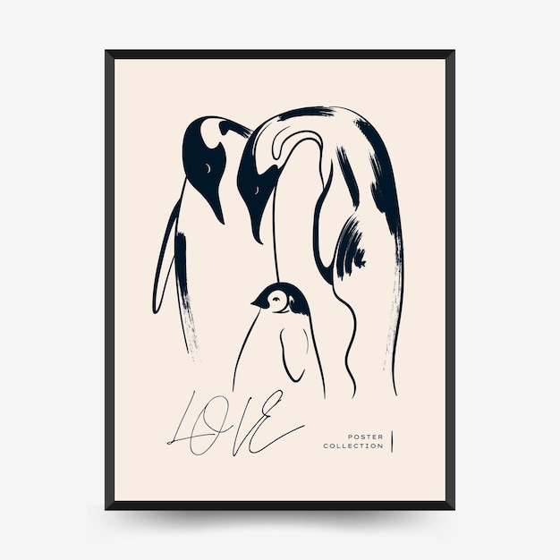 Modern love vertical flyer or poster template romantic hand drawn valentine day card