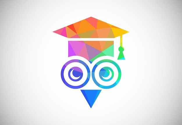 Современный дизайн логотипа образования в низкополигональном стиле. Геометрический и треугольный логотип книги.