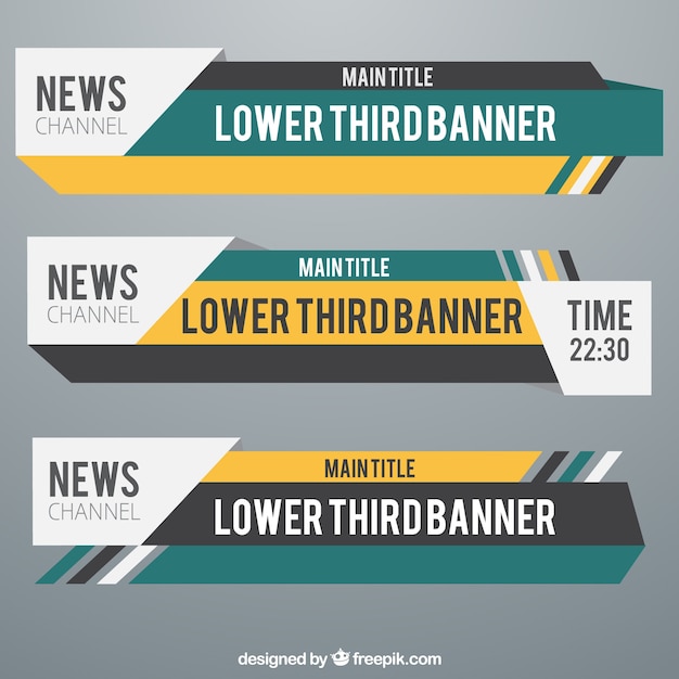 Вектор Современные нижние третьи знамена, установленные для телевидения