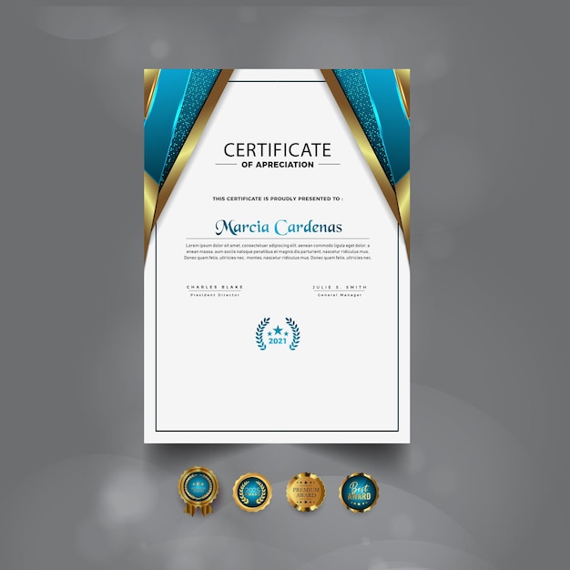 Modern luxe professioneel certificaatsjabloonontwerp