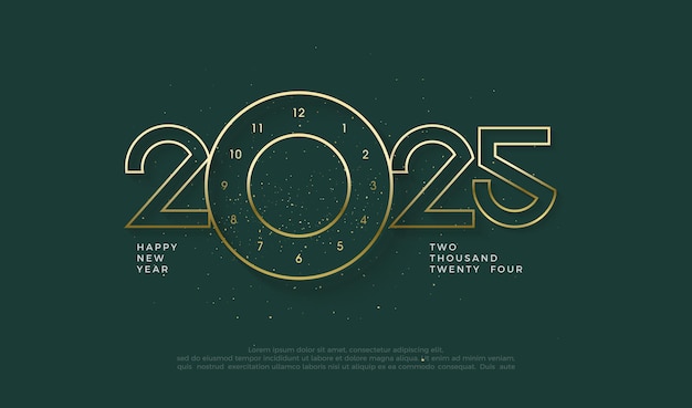 Design moderno e lussuoso per il felice anno nuovo 2025 design premium per gli auguri di capodanno per banner, poster, social media e calendari