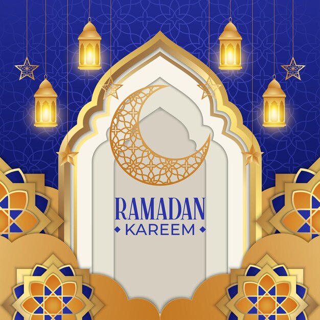 Modern luxurious ramadan kareem islamic background greeting
