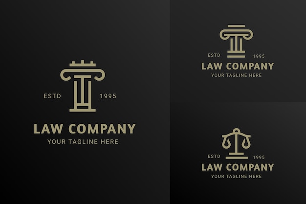 Moderno e lussuoso in stile legge giustizia azienda icona logo emblema concetto vettoriale set di modelli di design