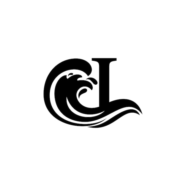 モダンで豪華な波の組み合わせのレタリングデザインのロゴ