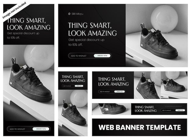 Modern luxury black shoe banner template collection