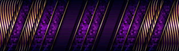 Vector modern luxury golden and purple overlap layers banner