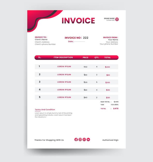 modern and luxury invoice design