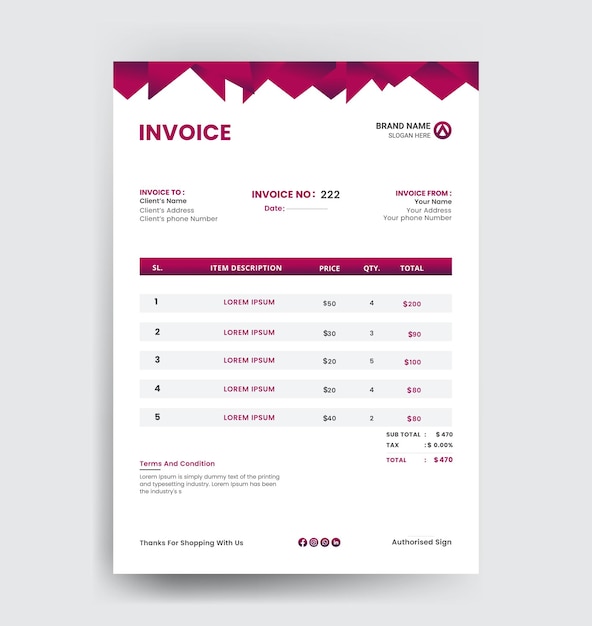 modern and luxury invoice design