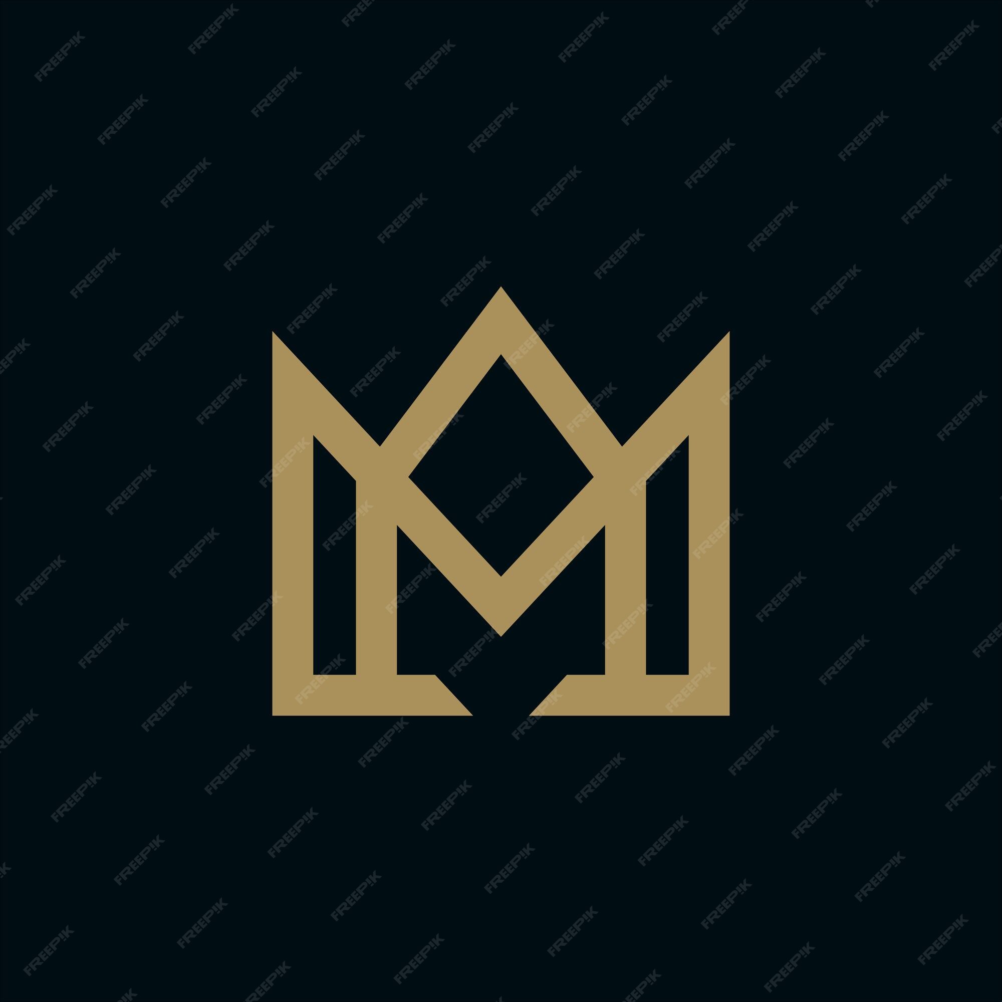M logotype icon mm logo with crown element symbol in trendy minimal wall  mural • murals vector, typography, template