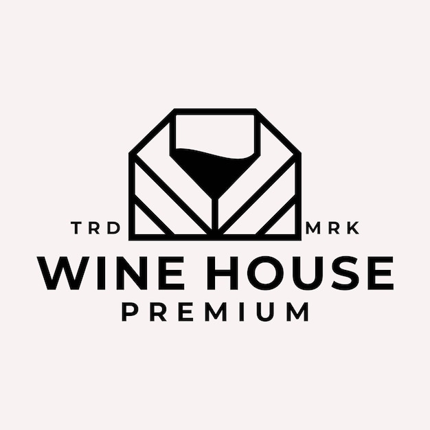 Modern and Luxury Line Art Wine House Logo Vector