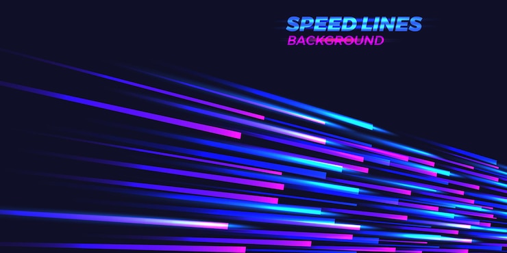Vector modern luxury neon ray blue light burst speed lines abstract background for racing or car moving fast