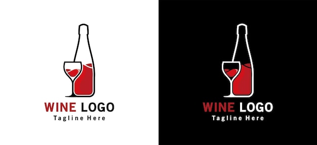 Modern luxury red wine glass and bottle logo design