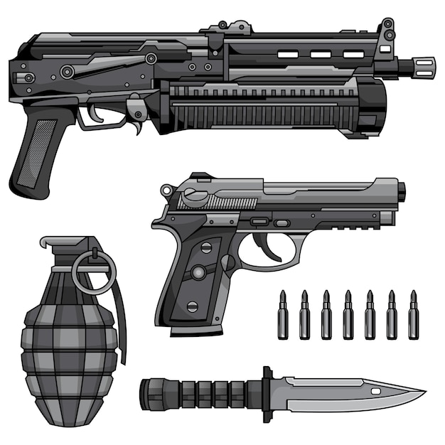 Modern machine gun vector