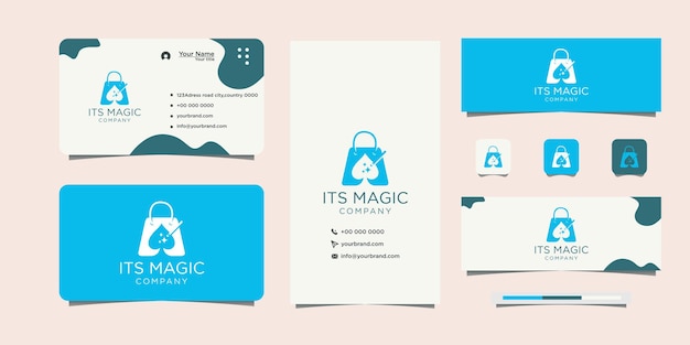 Modern magic bag logo design and business card