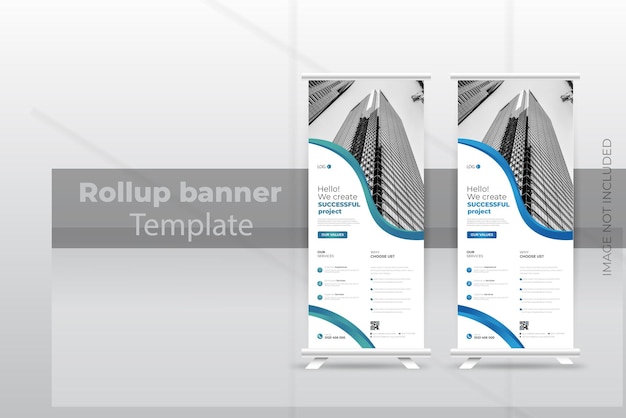Modern marketingbureau toont tentoonstelling roll-up signage of pull-up banner