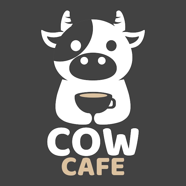 Современный талисман плоский дизайн простой минималистский милый корова логотип значок дизайн вектор шаблона с современным стилем концепции иллюстрации для эмблемы и этикетки значка ресторана кафе кафе