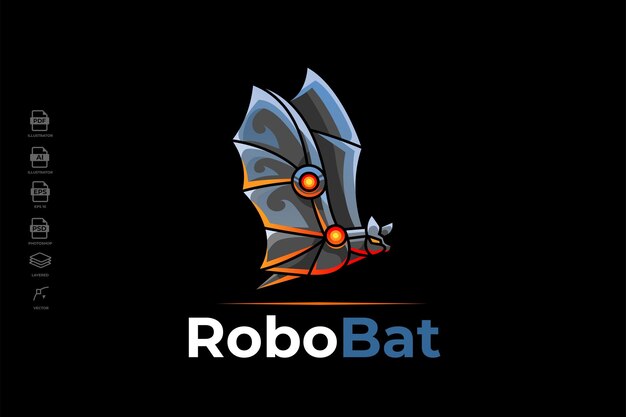 Шаблон дизайна логотипа Modern Mecha Robotic Bat