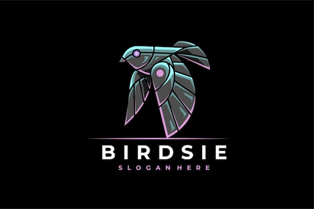 Vector modern mecha robotic bird logo design template