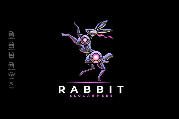 Modello moderno di progettazione del logo del coniglio robotico mecha