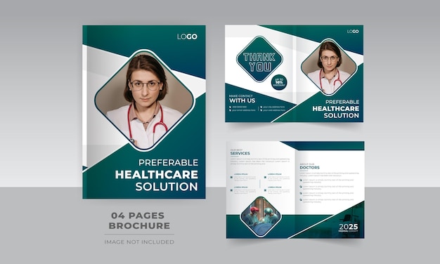 Modern medical bi fold brochure template design