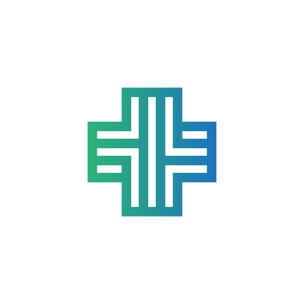 Vector modern medical cross plus health line logo design