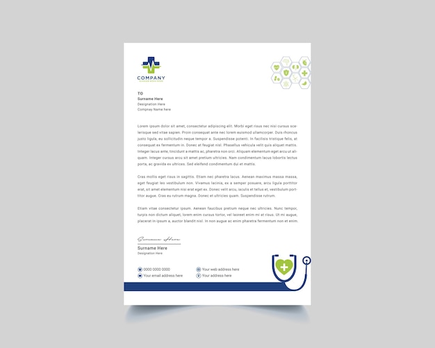 Modern medical doctor healthcare letterhead design template