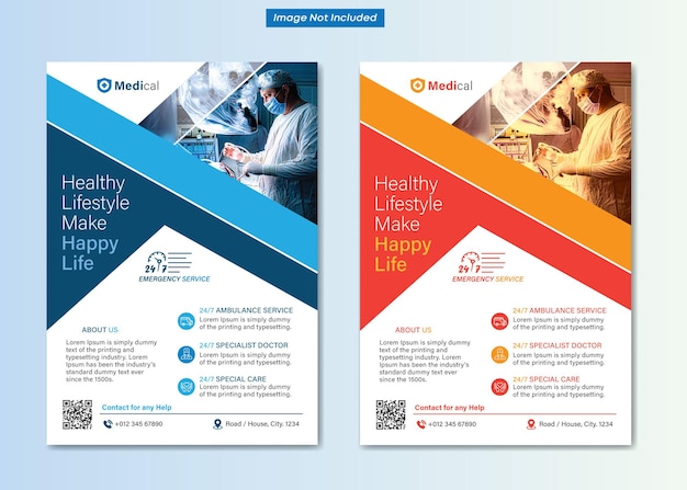 Vector modern medical flyer template design healthcare business a4 size template printready template