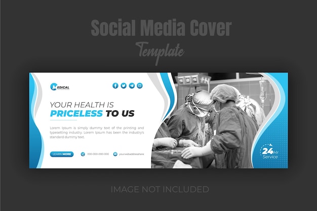 現代の医療ヘルスケアと病院の facebook カバー デザイン テンプレート
