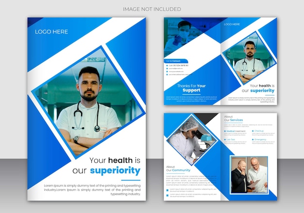 Modern medical healthcare bifold brochure template