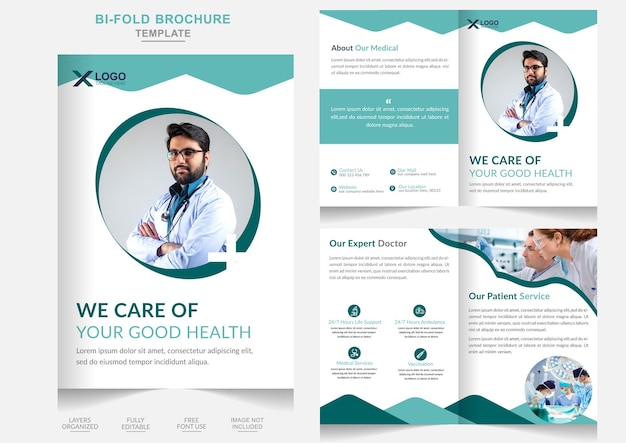 현대 의료 의료 비즈니스 bifold 브로셔 회사 프로필 디자인 서식 파일