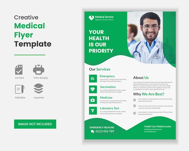 Modern medical healthcare flyer design template Premium Vector