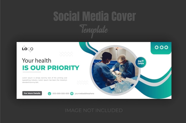 Modern medical healthcare and hospital facebook cover design template