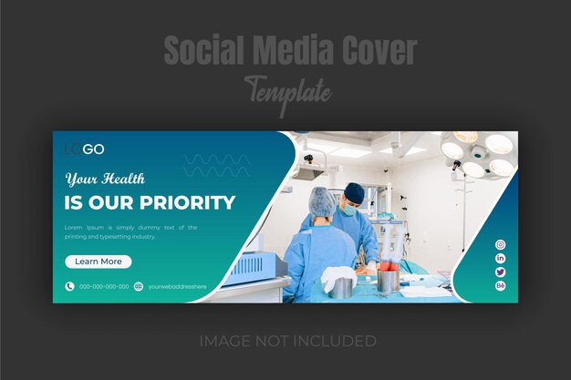 Modern medical healthcare and hospital facebook cover design template