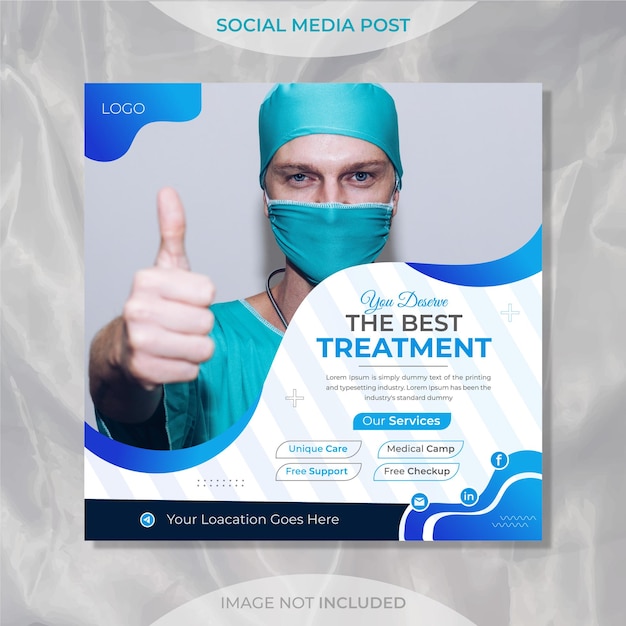 現代の医療ヘルスケアサービスのソーシャルメディアのポスターまたは広告チラシのデザイン